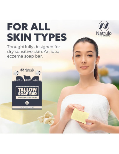 Jabón de Grasa de Res Natural Natrulo 108g - Hidratante para Piel Seca