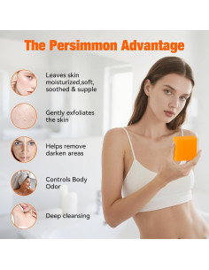 Jabón de Persimón Natural QualiLife - 3 Piezas para Olores Corporales 2