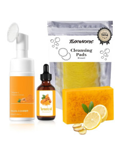 Juego de Cuidado Facial QVKZL - 4 Piezas con Cúrcuma