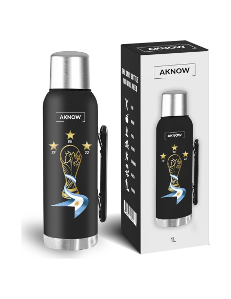 Botella de acero inoxidable AKNOW 1LT Copa del Mundo Argentina