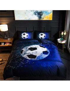 Juego de Funda de Edredón Reina 3D Fútbol Mozeo 3 Piezas 2