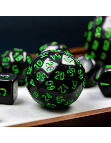 Juego de Dados Poliedricos DND 15 Piezas Poludie Negro Verde