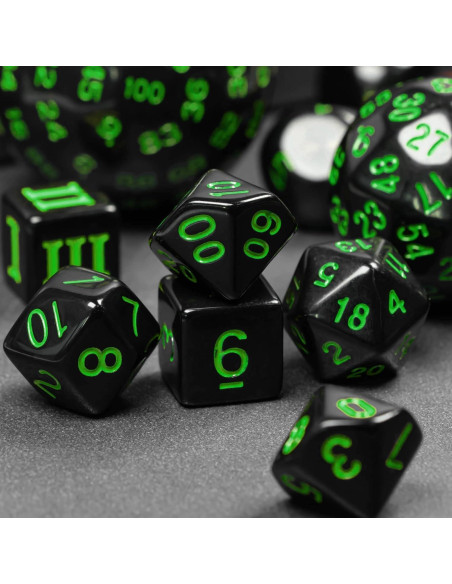 Juego de Dados Poliedricos DND 15 Piezas Poludie Negro Verde