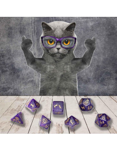 Juego de Dados de Gatos Q WORKSHOP Purrito 7 Dados Poliedros 2