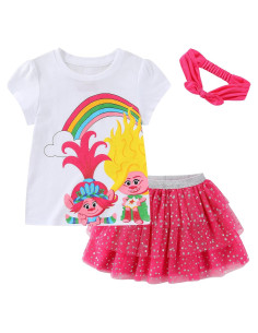 Conjunto Camiseta Manga Corta DreamWorks Trolls + Falda Tutu