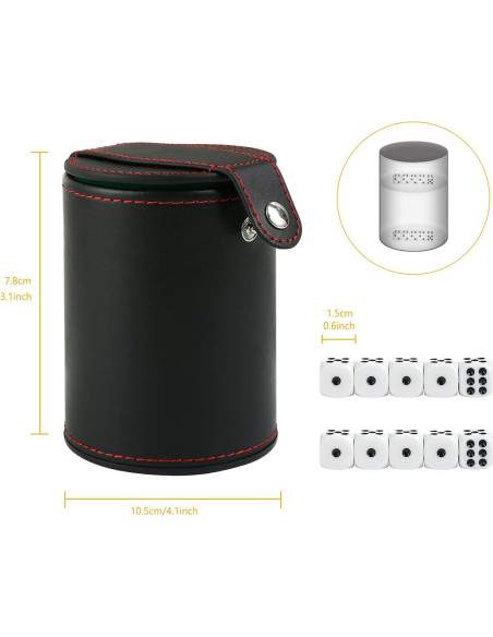 Juego de Cubilete de Dados GWHOLE Verde con 5 Dados y Almacenamiento