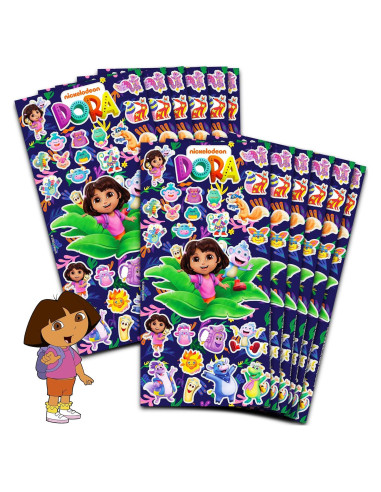 Stickers de Fiesta Dora la Exploradora - 300 Stickers en 12 Hojas