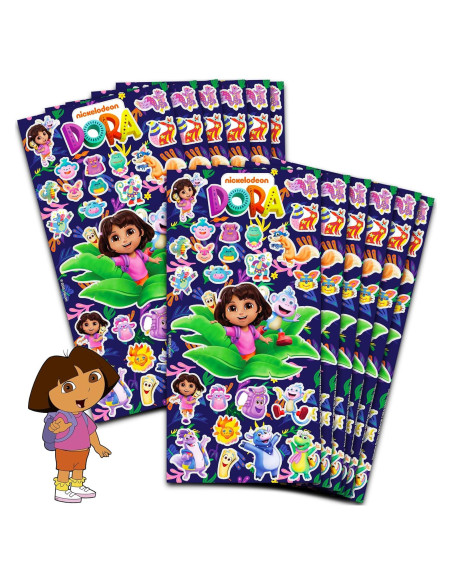Stickers de Fiesta Dora la Exploradora - 300 Stickers en 12 Hojas