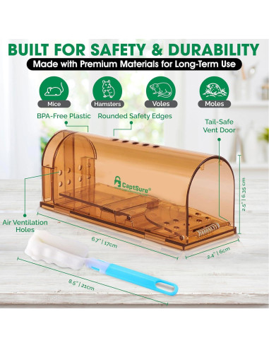 Trampa Humana para Ratones CaptSure - 2 Unidades, 17x6.4x6.1 cm
