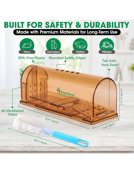 Trampa Humana para Ratones CaptSure - 2 Unidades, 17x6.4x6.1 cm