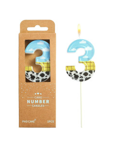 Vela de Cumpleaños Número 3 PHD CAKE 7 cm Juguete