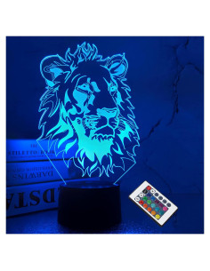 Luz Nocturna 3D FULLOSUN León con Control Remoto 16 Colores