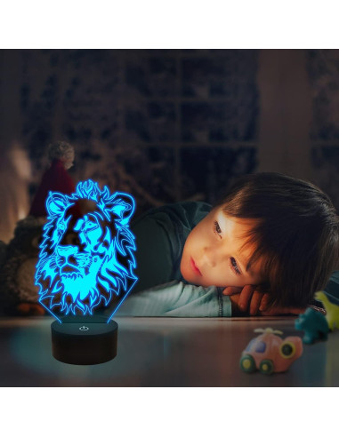 Luz Nocturna 3D FULLOSUN León con Control Remoto 16 Colores