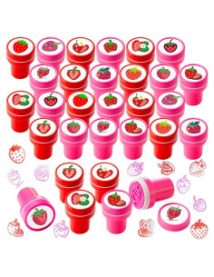 24 Sellos Mini de Fresa MotiMind para Fiesta y Aula