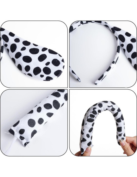 2 Conjuntos Disfraz Dálmata Jmkcoz Diadema Cola Gargantilla