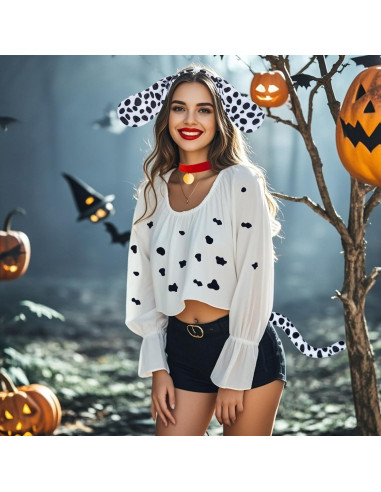 2 Conjuntos Disfraz Dálmata Jmkcoz Diadema Cola Gargantilla