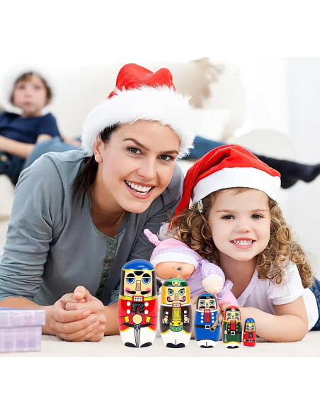 Muñecas Matryoshka Cascanueces AMOR PRESENT 5 Piezas Madera