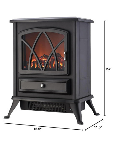 Estufa Eléctrica Comfort Glow ES4215 Negra, 1500W, 46.5m