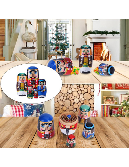 Muñecas Matryoshka de Madera Cascanueces - Juguetes Apilables