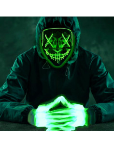Conjunto Máscara y Guantes LED Halloween Max Fun - Verde 2
