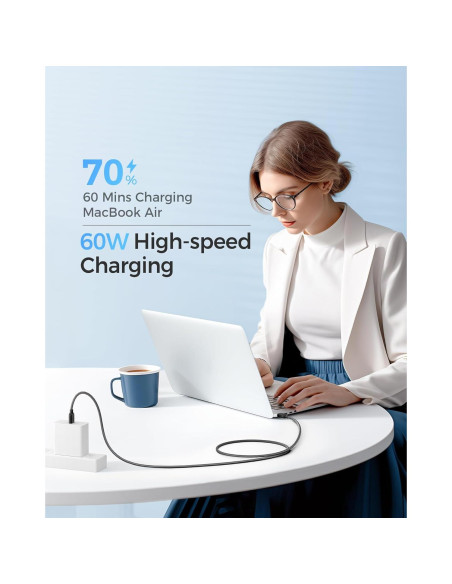 Cable de Carga USB-C 1.83m Cable Matters 60W Negro