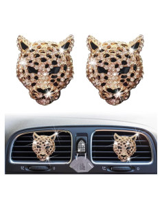 2 Clips de Ventilación de Aire Jinshining Leopardo Brillo Dorado
