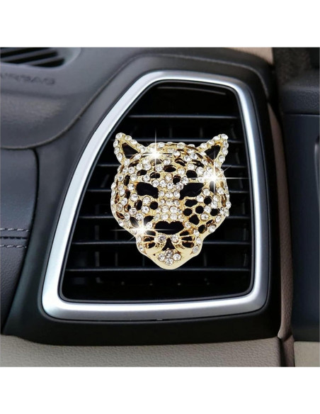 2 Clips de Ventilación de Aire Jinshining Leopardo Brillo Dorado