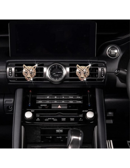 2 Clips de Ventilación de Aire Jinshining Leopardo Brillo Dorado