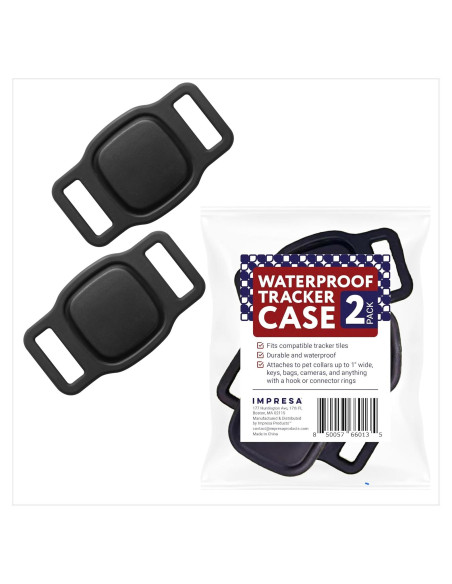 Estuche de Silicona Impermeable IMPRESA para Collar de Perro - Negro - Compatible con Eufy y Petloc8 GPS