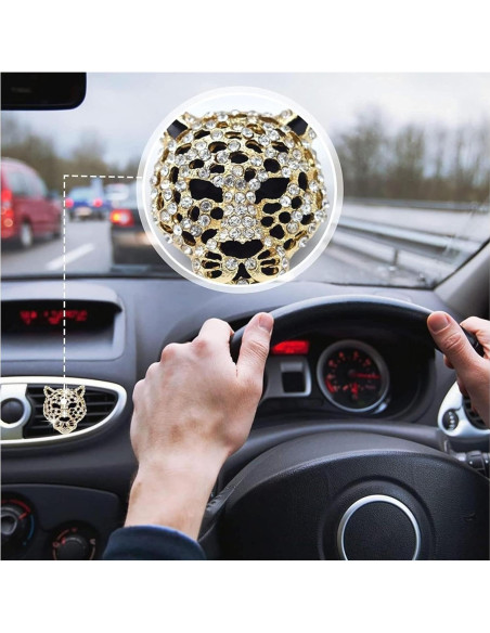 2 Clips de Ventilación de Aire Jinshining Leopardo Brillo Dorado