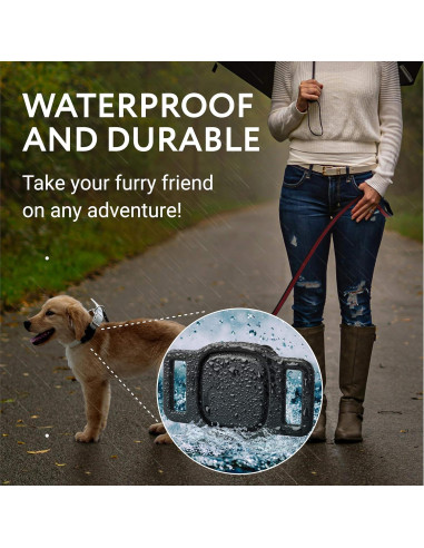 Estuche de Silicona Impermeable IMPRESA para Collar de Perro - Negro - Compatible con Eufy y Petloc8 GPS