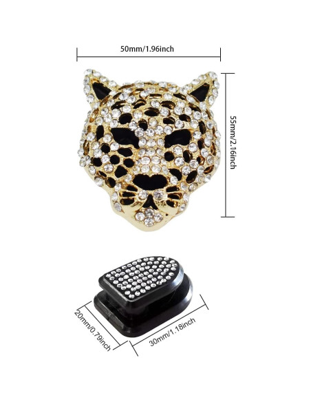 2 Clips de Ventilación de Aire Jinshining Leopardo Brillo Dorado
