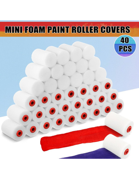40 Cubiertas de Rodillo de Pintura Mini 2" Zhehao Espuma Densa