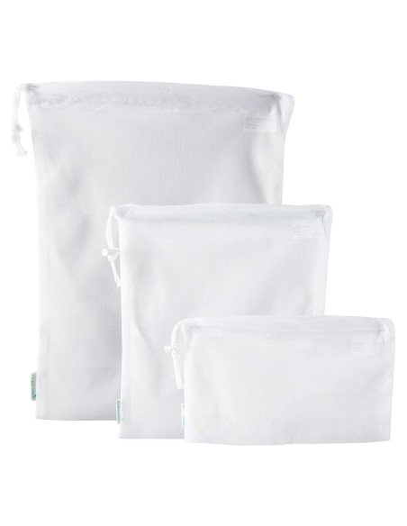 Bolsas de Malla de Algodón Reutilizables Vida Verde - 3 Tamaños