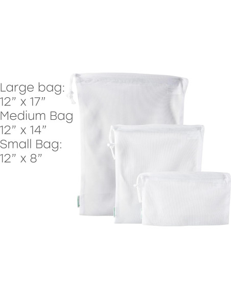 Bolsas de Malla de Algodón Reutilizables Vida Verde - 3 Tamaños