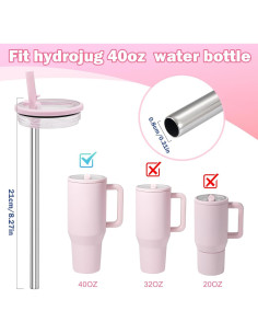 Popotes Metálicos Reutilizables LUCKINEE para HydroJug 40 oz - 6 Pzas 2