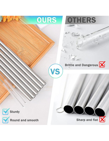 Popotes Metálicos Reutilizables LUCKINEE para HydroJug 40 oz - 6 Pzas