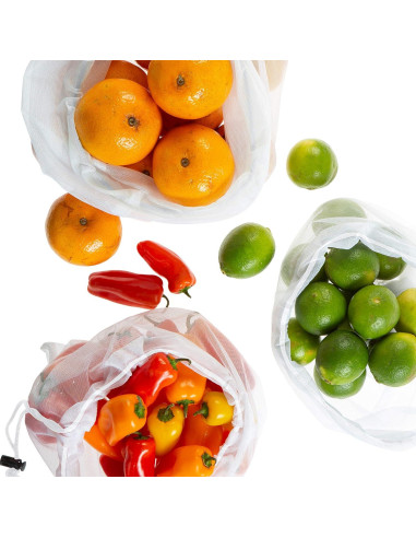 Bolsas de Malla de Algodón Reutilizables Vida Verde - 3 Tamaños