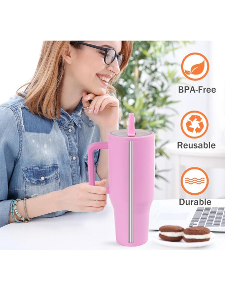 Popotes Metálicos Reutilizables LUCKINEE para HydroJug 40 oz - 6 Pzas