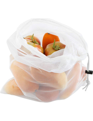 Bolsas de Malla de Algodón Reutilizables Vida Verde - 3 Tamaños