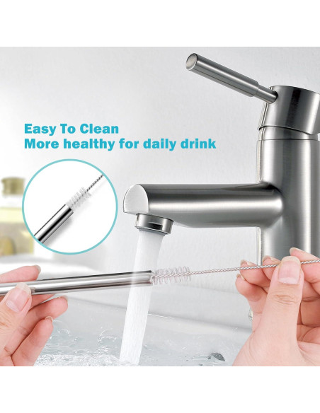 Popotes Metálicos Reutilizables LUCKINEE para HydroJug 40 oz - 6 Pzas