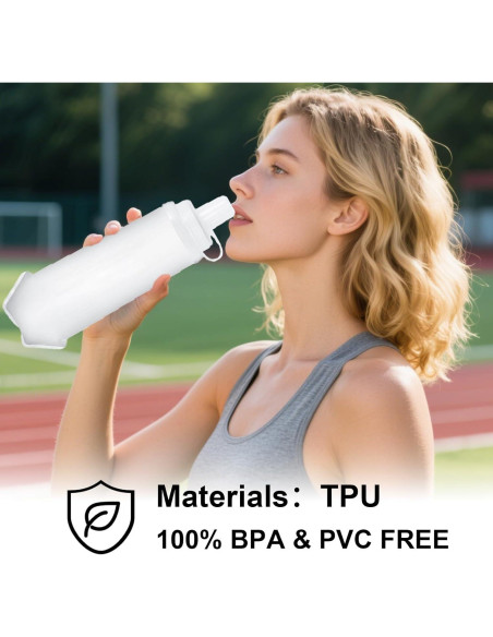 Botella de Agua Suave ISLOYALS 500ml Plegable TPU Blanca
