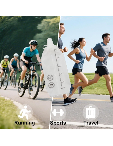 Botella de Agua Suave ISLOYALS 500ml Plegable TPU Blanca