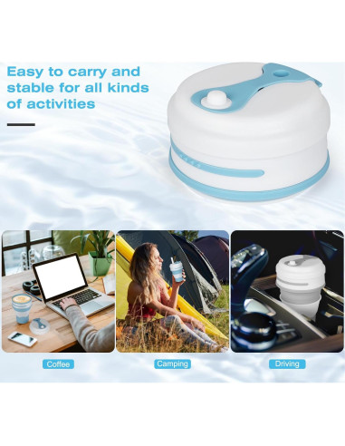 Tazas Plegables de Silicona CZJYWDG 350ml - 2 Pcs Azul y Gris