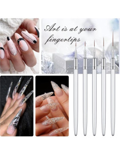 Juego de Pinceles para Arte de Uñas Eptbsdu 5 Piezas 7-25mm 2