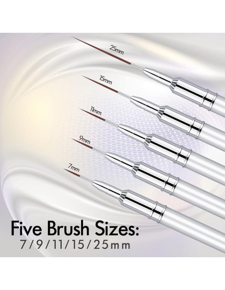 Juego de Pinceles para Arte de Uñas Eptbsdu 5 Piezas 7-25mm
