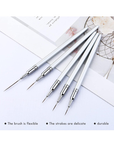 Juego de Pinceles para Arte de Uñas Eptbsdu 5 Piezas 7-25mm