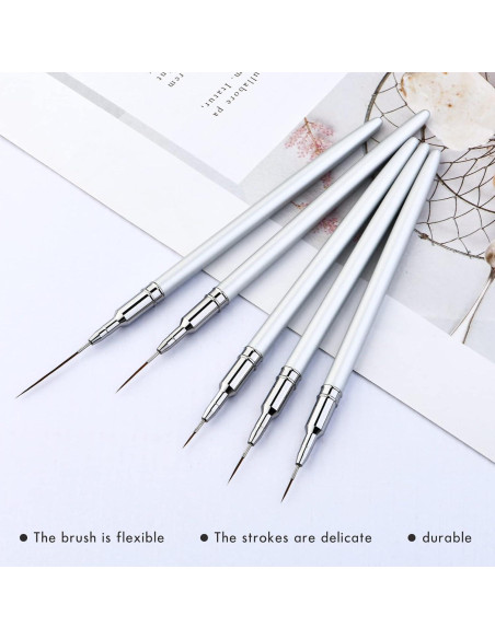 Juego de Pinceles para Arte de Uñas Eptbsdu 5 Piezas 7-25mm