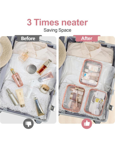 Bolsa de Aseo Transparente Packism 19x14cm Aprobada TSA Rosa