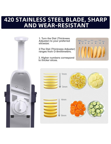 Rebanadora Mandolina Jonscook Ajustable 0-8mm Acero Inoxidable